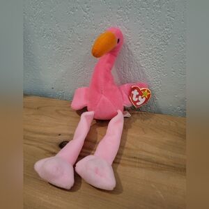 Ty Beanie Baby Pink Flamingo Plush Bird - Soft Pink & Orange